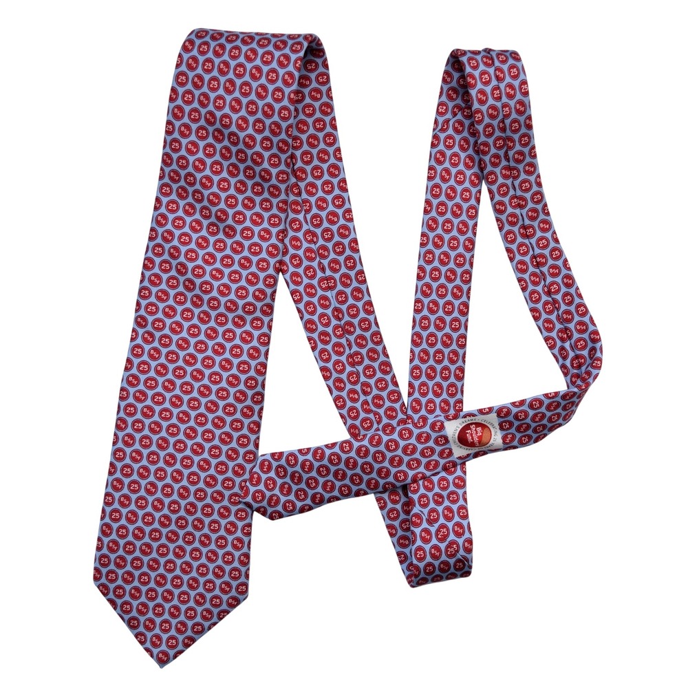 Vineyard Vines Big Shoulders Fund 25th Anniversary Silk Tie Blue Red BSF Logo - Picture 4 of 9